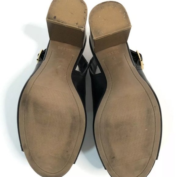 Old Navy Strap Heeled Peep Toe Mule Black - Picture 5 of 7